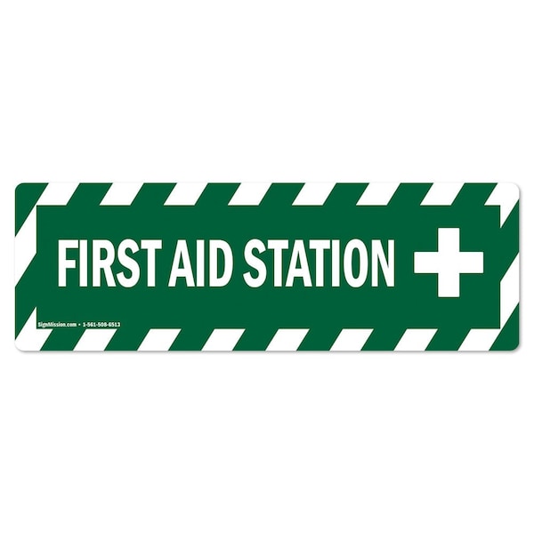 Signmission First Aid Station 18in Non-Slip Floor Marker, 16" x 16", FD-2-R-16-99843 FD-2-R-16-99843 - main